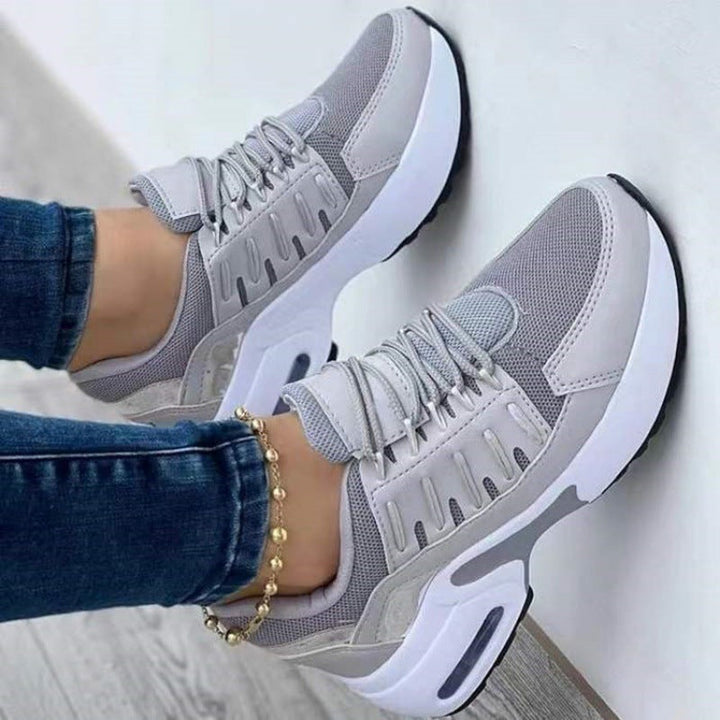 Women’s Athletic Sneakers – Breathable Mesh – Platform Sole – Lace-Up Supportive Fit
