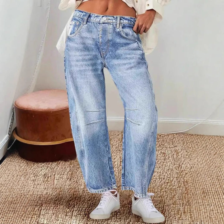 Women’s Baggy Jeans – High Waisted – Relaxed Fit – Full Length Vintage Denim