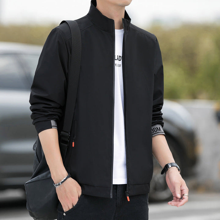 Men’s Jacket - Relaxed Fit - High Collar - Lightweight Wind-Resistant Casual Outerwear