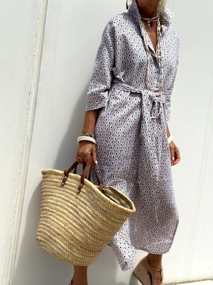 Women’s Shirt Dress – Relaxed Fit – Cotton – Button Down – Midi Length – Side Slit