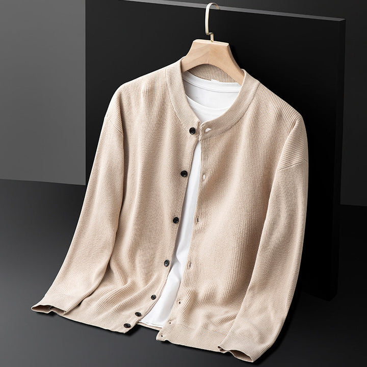 Men’s Cardigan - 100% Knit Cotton - Slim Fit - Button Front - Ribbed Hem & Cuffs