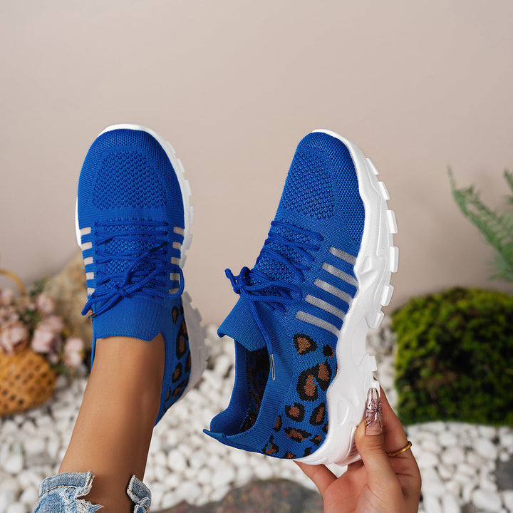Women’s Athletic Sneakers – Flyknit Upper – Low-Top – Breathable – Cushioned Sole