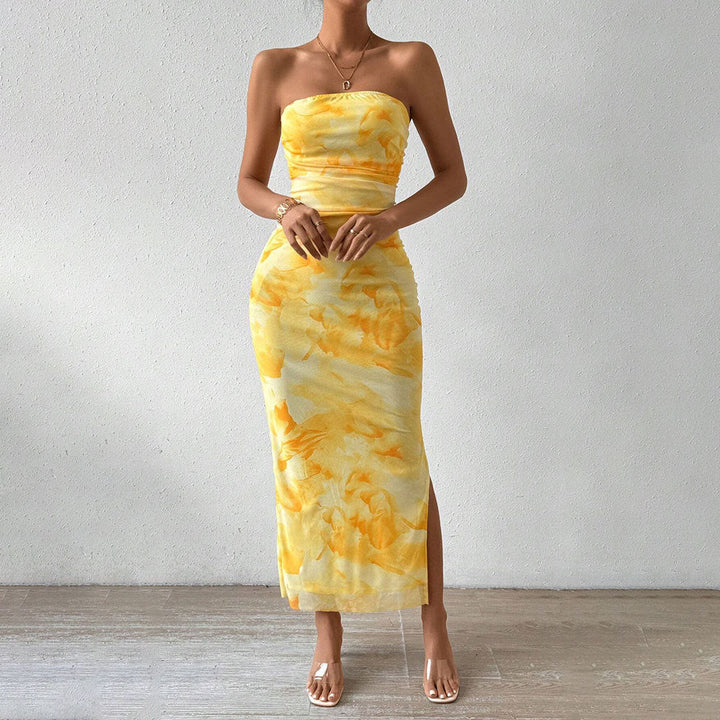 Women's Maxi Dress – Strapless Slim Fit – Side Slit – Lightweight Elegant Design