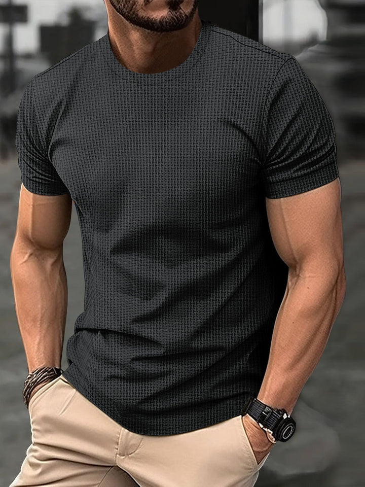 Men’s T-Shirt - Slim Fit - Ice Silk Jacquard - Short Sleeve - Casual Wear