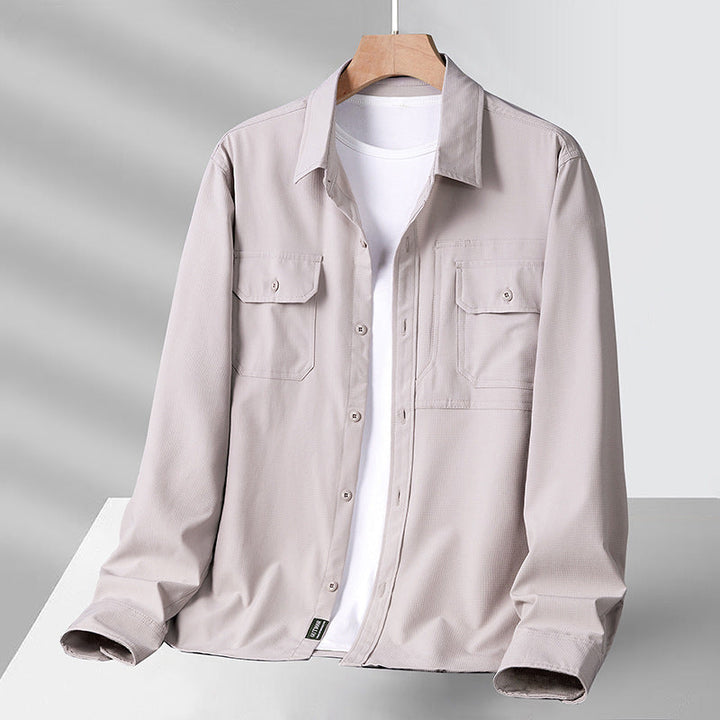 Men’s Long Sleeve Shirt - Relaxed Fit - Lightweight Cotton - Utility Multi-Pocket Design