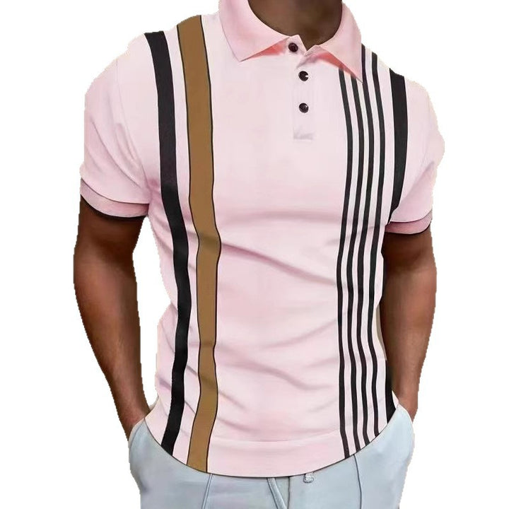Men’s Polo Shirt - Regular Fit - Vertical Stripe Design - Button Placket Smart Casual