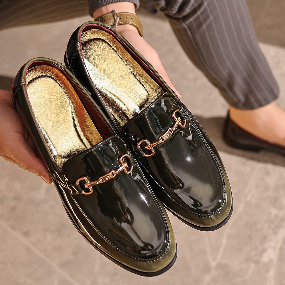 Men’s Dress Loafers – Patent Leather – Slip-On – Metal Bit Accent – Formal Footwear