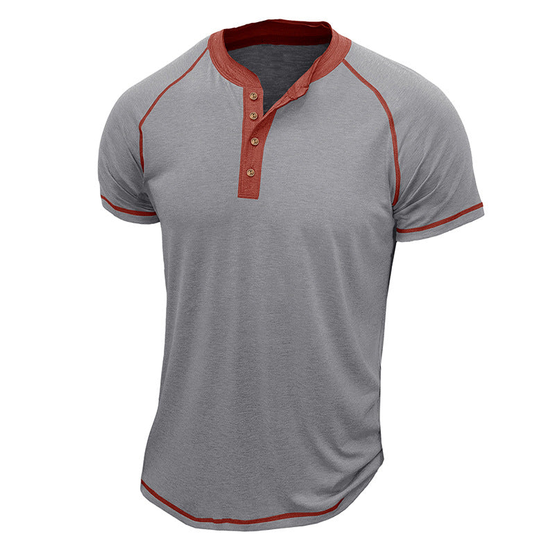 Men’s Henley Shirt – Cotton Blend – Regular Fit – Short Sleeve – Contrast Trim