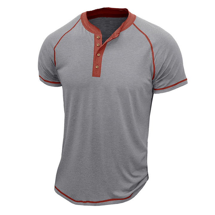 Men’s Henley Shirt – Cotton Blend – Regular Fit – Short Sleeve – Contrast Trim