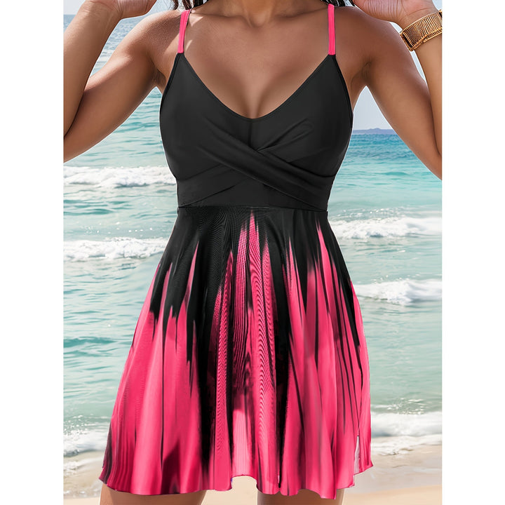 Women’s Swim Dress – A-Line Fit – Wrap Front – Adjustable Straps – Quick-Dry Fabric