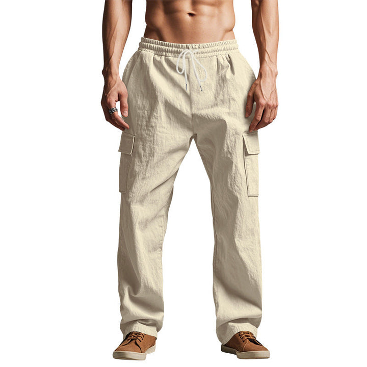 Men’s Cargo Pants - Relaxed Fit - Cotton Blend - Elastic Waistband - Multi-Pocket Casual Wear