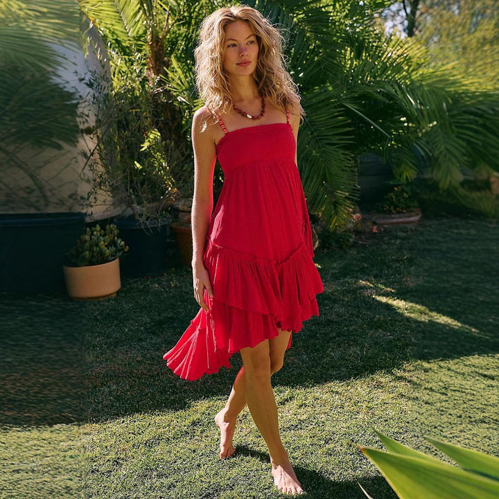 Women’s Sundress – Strapless Fit – Layered Ruffle Skirt – Lightweight Breathable Fabric
