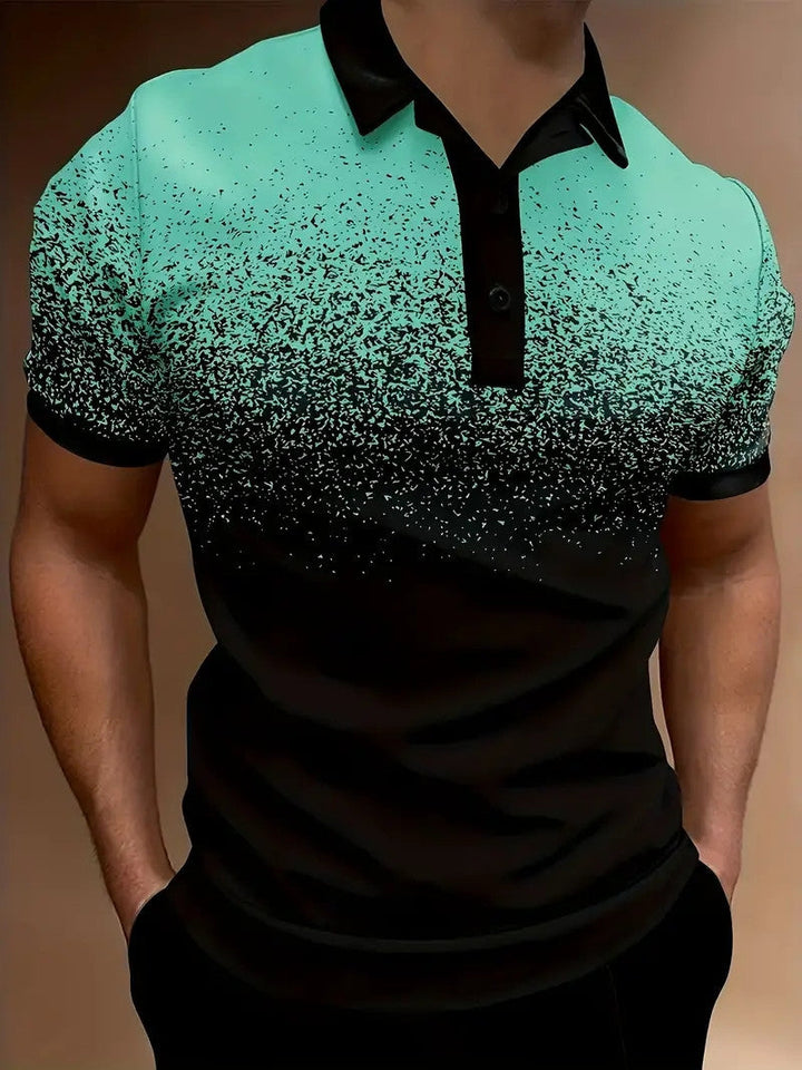 Men’s Polo Shirt – Slim Fit – Gradient Print – Soft Breathable Blend – Casual Wear