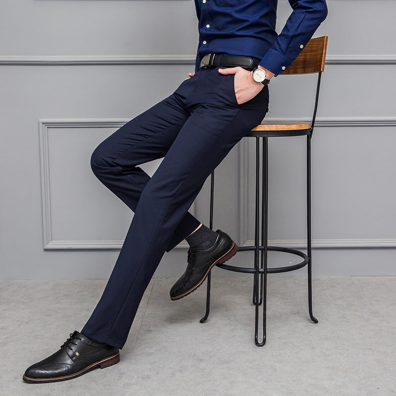 Men’s Trousers – Slim Fit – Stretch Fabric – Wrinkle-Resistant – Flat Front – Full Length