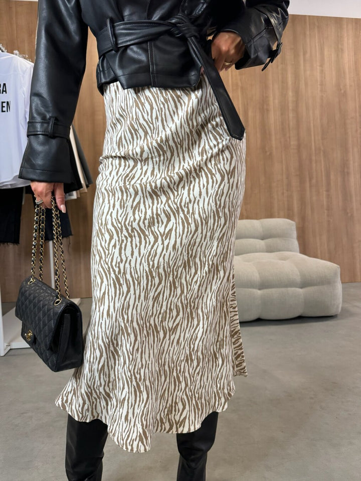 Women’s Midi Skirt – High Waist – A-Line Slim Fit – Printed Pattern