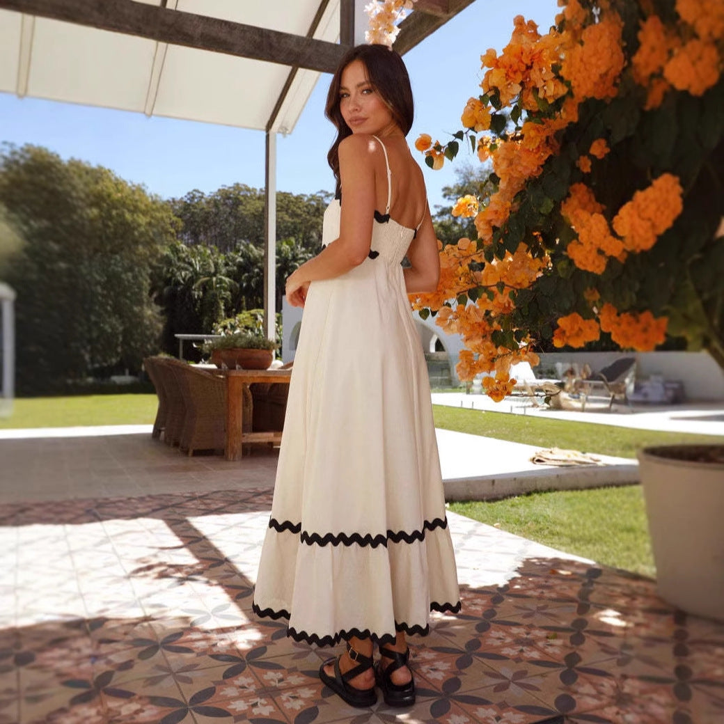 Women’s Maxi Dress – Sleeveless – Spaghetti Straps – Scalloped Trim – Lightweight Fabric
