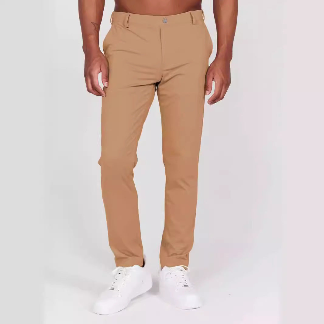 Men’s Slim Fit Pants - Full Length - Soft Breathable Fabric - Rear Pockets - Casual Style