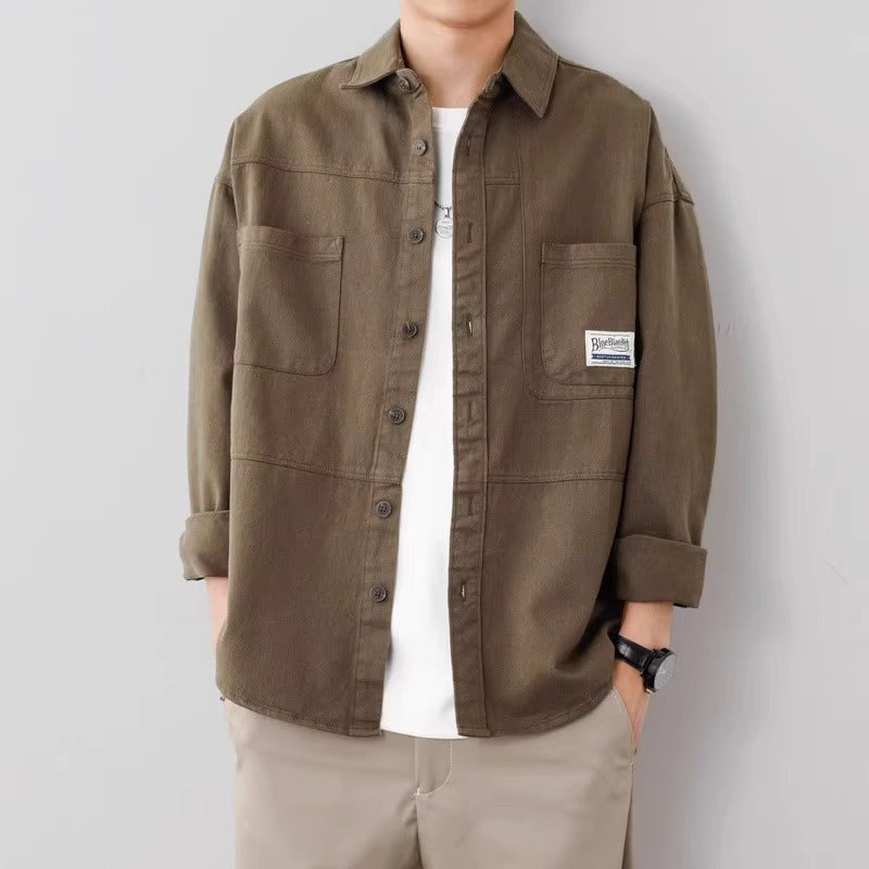 Men’s Overshirt Jacket - 100% Cotton - Relaxed Fit - Button-Up - Utility Chest Pockets