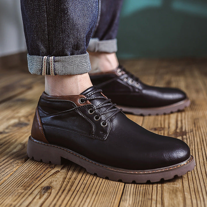 Men’s High-Top Leather Boots – Rugged Sole – Ankle Support – Lace-Up Durable Fit