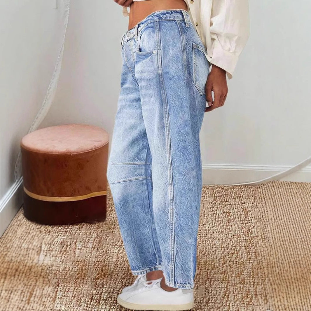 Women’s Baggy Jeans – High Waisted – Relaxed Fit – Full Length Vintage Denim