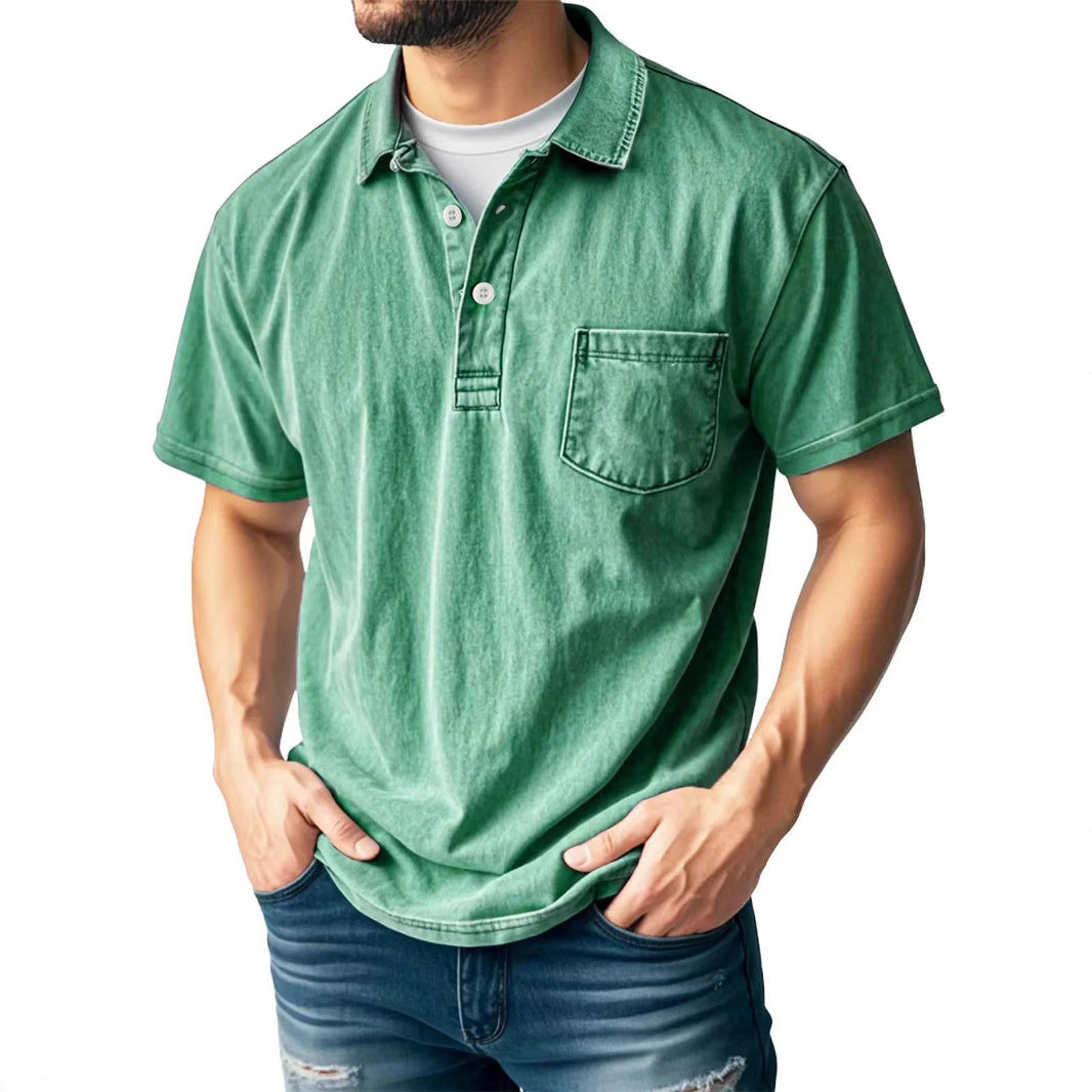 Men’s Polo Shirt - Relaxed Fit - Short Sleeve - Button-Down Lapel - Breathable Blend