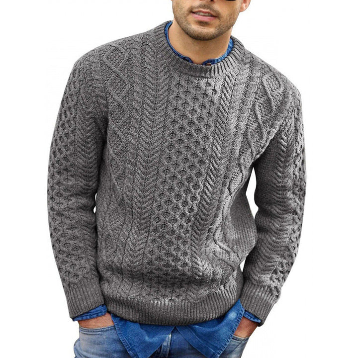 Men's Pullover Sweater - Slim Fit Cable Knit - Soft Wool Blend - Ribbed Trim Casual Wear