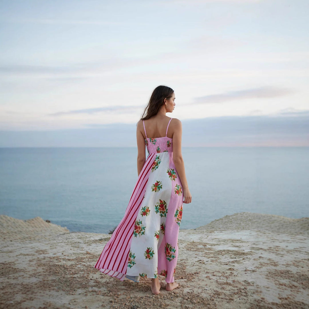 Women's Maxi Dress – A-Line Fit – Square Neckline – Spaghetti Straps – Lightweight Fabric