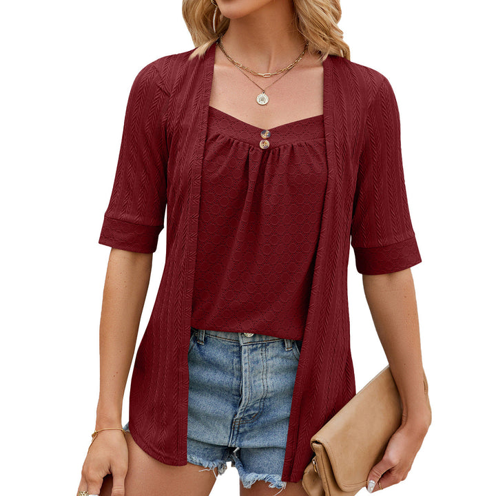 Women’s Open Front Shirt – Soft Knit – Relaxed Fit – 3/4 Sleeve – Layering Essential