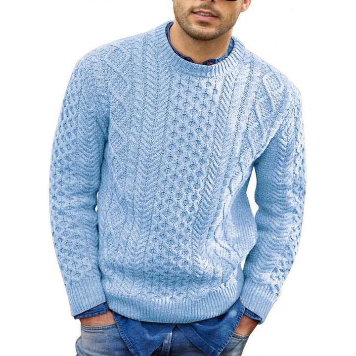 Men's Pullover Sweater - Slim Fit Cable Knit - Soft Wool Blend - Ribbed Trim Casual Wear