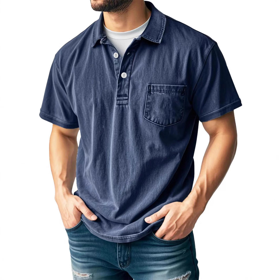 Men’s Polo Shirt - Relaxed Fit - Short Sleeve - Button-Down Lapel - Breathable Blend