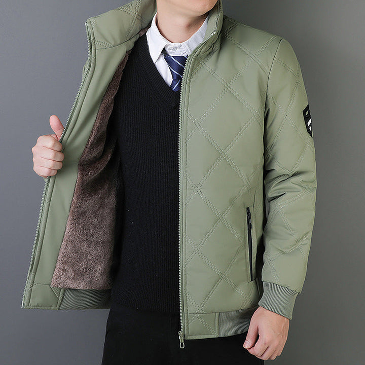 Men’s Quilted Jacket – Regular Fit – Stand Collar – Warm Lined – Zipper Front – Ribbed Trim