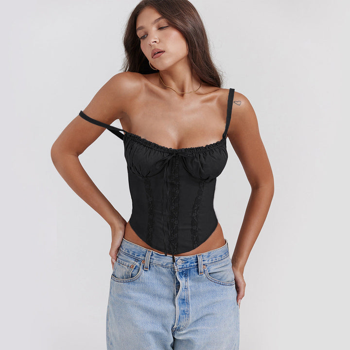 Women’s Corset Top – Fitted Waist – Lace Detail – Adjustable Straps – Stretch Fabric