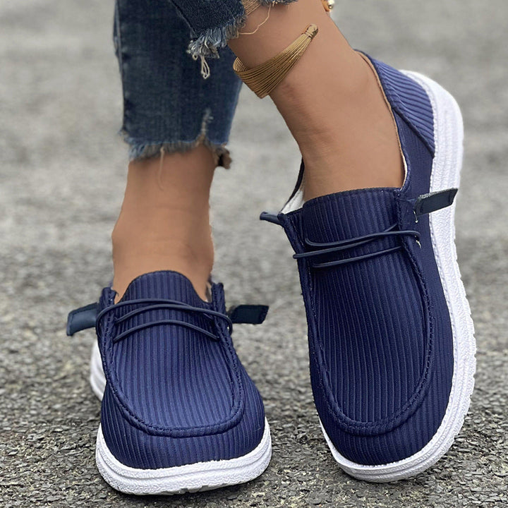 Women’s Loafers - Ribbed Fabric - Slip-On Design - Cushioned Sole - Casual Comfort