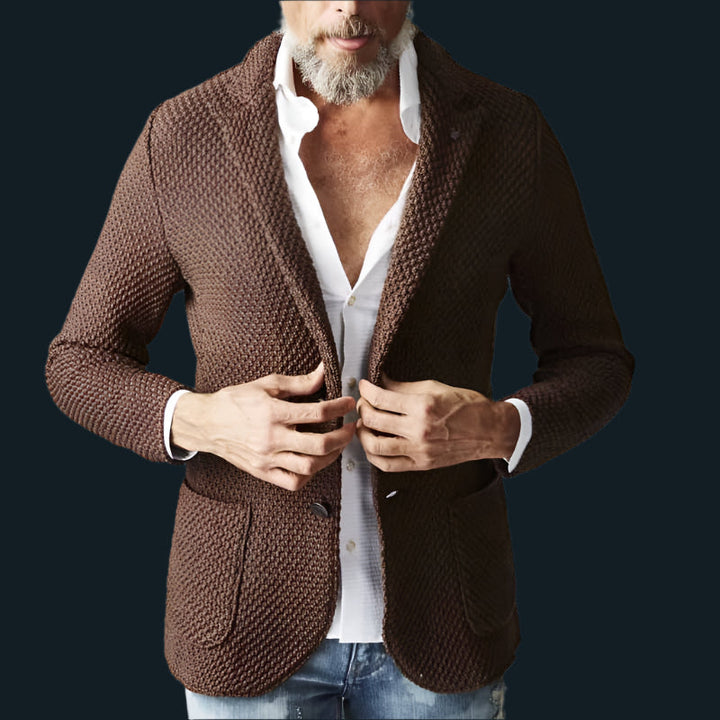 Men’s Blazer – Tailored Fit – Textured Heavyweight Fabric – Notched Lapel – 2-Button