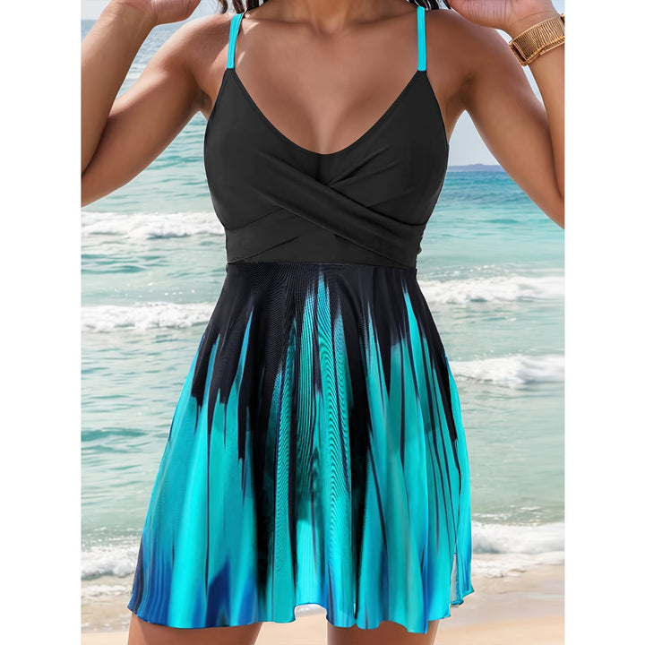 Women’s Swim Dress – A-Line Fit – Wrap Front – Adjustable Straps – Quick-Dry Fabric