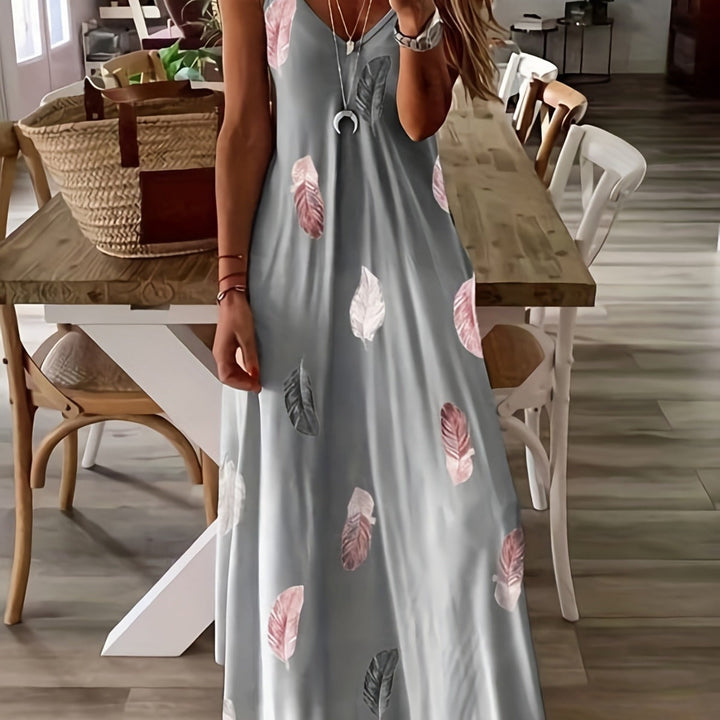 Women’s Maxi Dress – Relaxed Fit – Sleeveless V-Neck – Flowing Silhouette – Breathable Blend