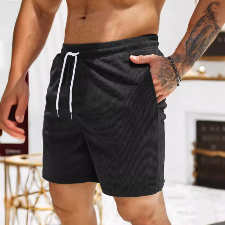 Men’s Corduroy Shorts – Relaxed Fit – Mid-Length – Drawstring Waist – Casual Style