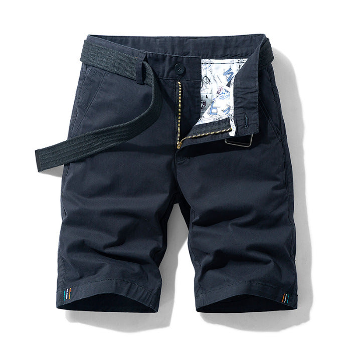 Men's Knee-Length Shorts - Casual Fit - Belted with Side Pockets