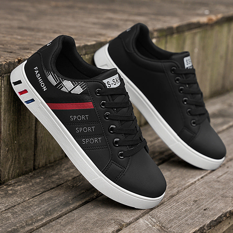 Men’s Casual Sneakers – Low Top – Wide Fit – Leather Look – Lace-Up Everyday Comfort
