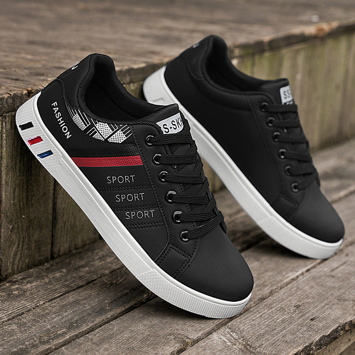 Men’s Casual Sneakers – Low Top – Wide Fit – Leather Look – Lace-Up Everyday Comfort