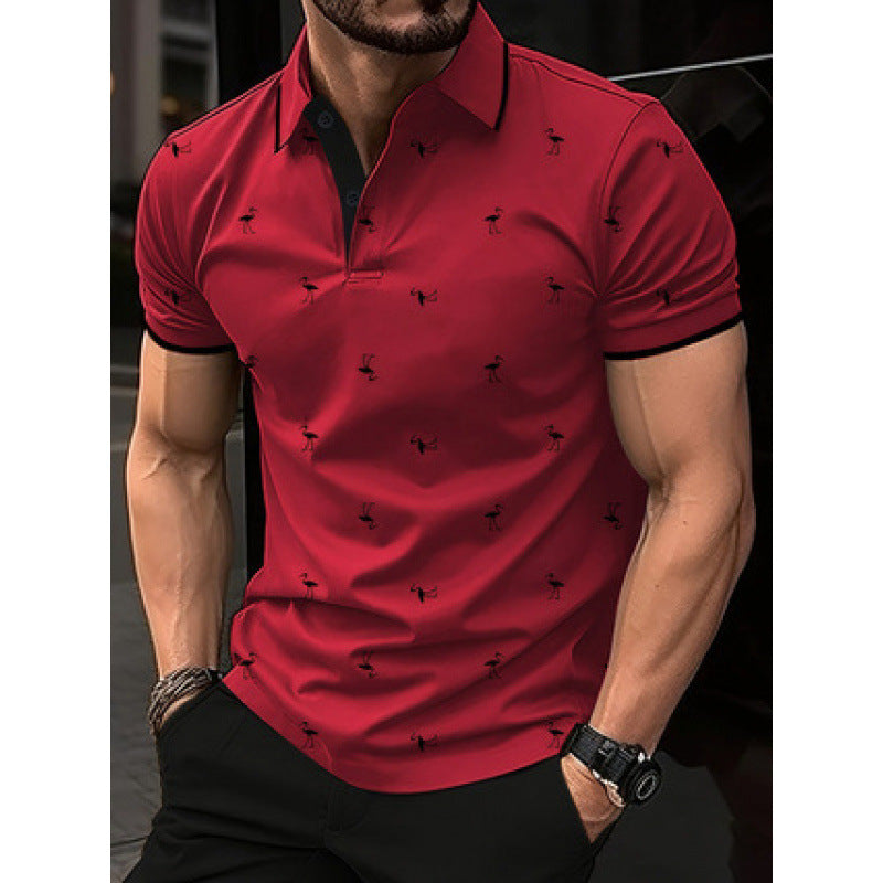 Men’s Polo Shirt – Cotton Blend – Regular Fit – Short Sleeve – Printed Casual Style