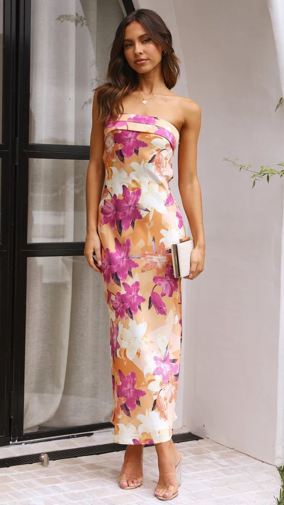 Women's Evening Gown - Strapless Silky Fabric - Floor Length - Elegant Formal Fit
