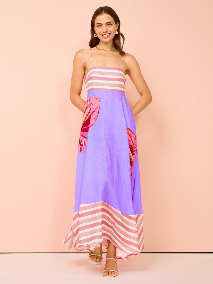 Women’s Maxi Dress - Smocked Bodice - Spaghetti Strap - Flowy Boho Silhouette