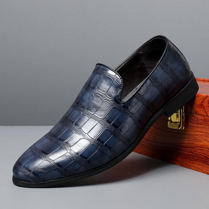 Men’s Loafers – Leather Slip-On – Stone Pattern – Classic Fit – Formal Business Style