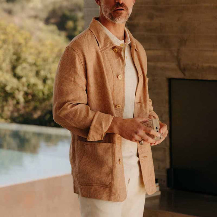 Men’s Shirt Jacket - Relaxed Fit - Breathable Blend - Button-Up with Patch Pockets