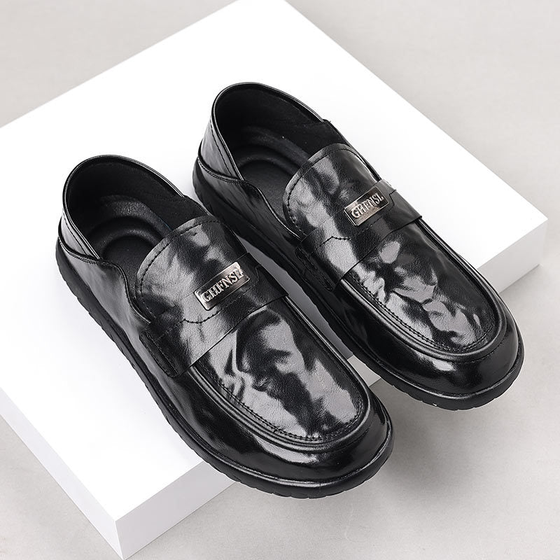 Men’s Leather Loafers – Slip-On Comfort – Rubber Sole – Decorative Strap – Smart Casual