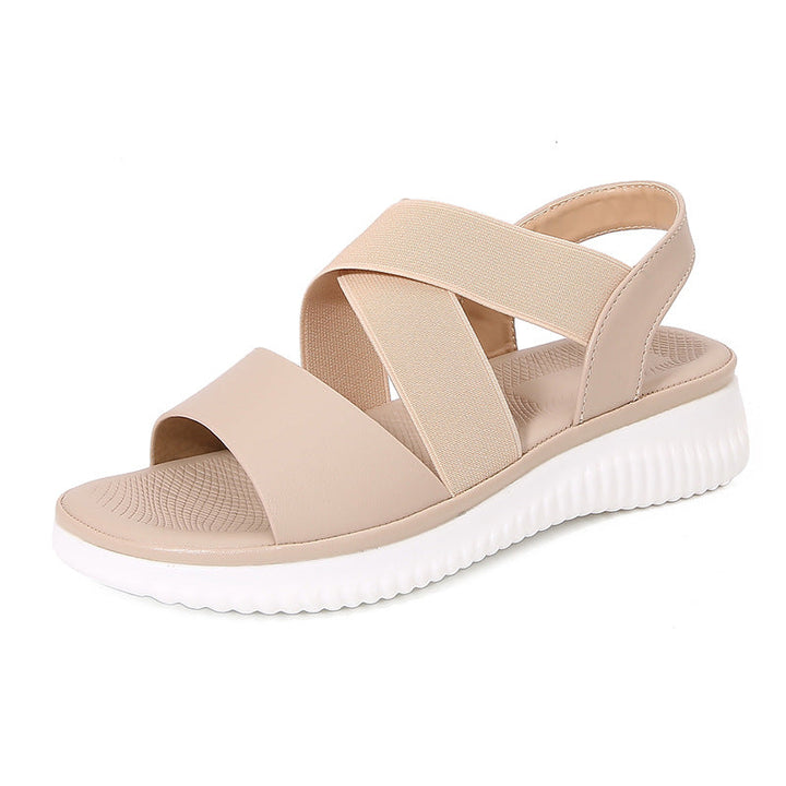 Women’s Flat Sandals – Crisscross Elastic Straps – Open Toe – Slingback Casual Fit