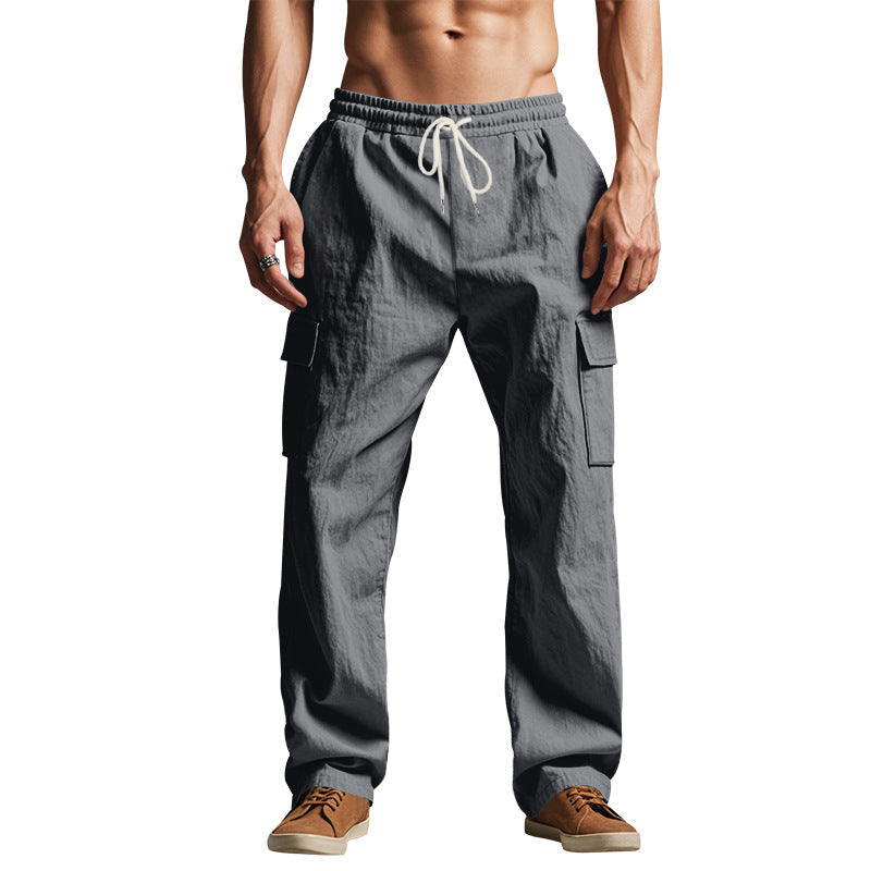 Men’s Cargo Pants - Relaxed Fit - Cotton Blend - Elastic Waistband - Multi-Pocket Casual Wear