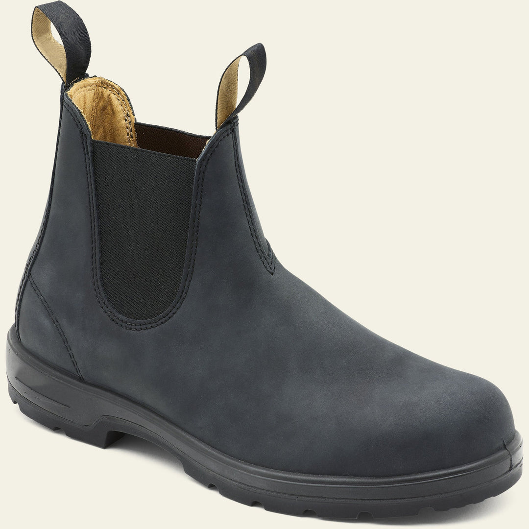 Men's Chelsea Boots - Leather - Ankle Length - Slip-On - Rugged Sole Casual Fit