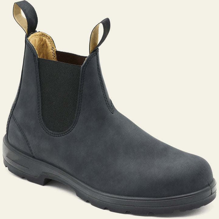 Men's Chelsea Boots - Leather - Ankle Length - Slip-On - Rugged Sole Casual Fit